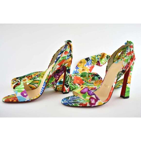 Christian Louboutin Crosse Du Desert 100 Floral Lace Up Tie Sandal Heel Pump 36 - Picture 10 of 12